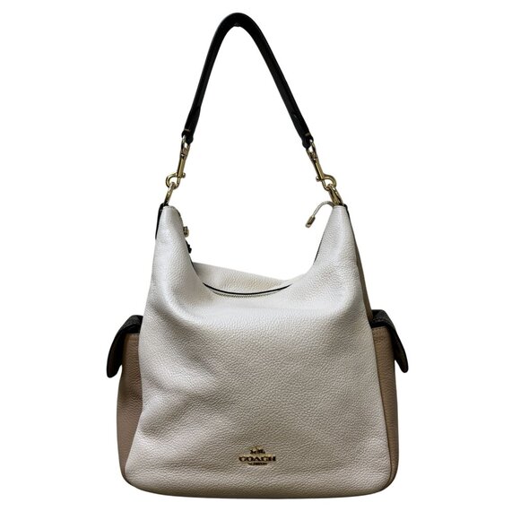 Coach Pebble Leather Cream Multi-Color Shoulder Bag With Gold Hardware - Picture 5 of 14